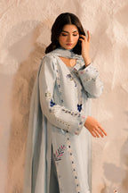 Pastel Blue Embroidered Kurta Pant Set with Dupatta for Women