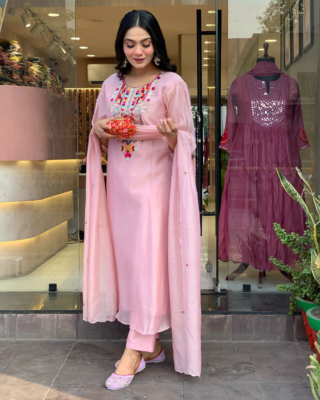Teal Blue Embroidered Kurta Set with Matching Dupatta