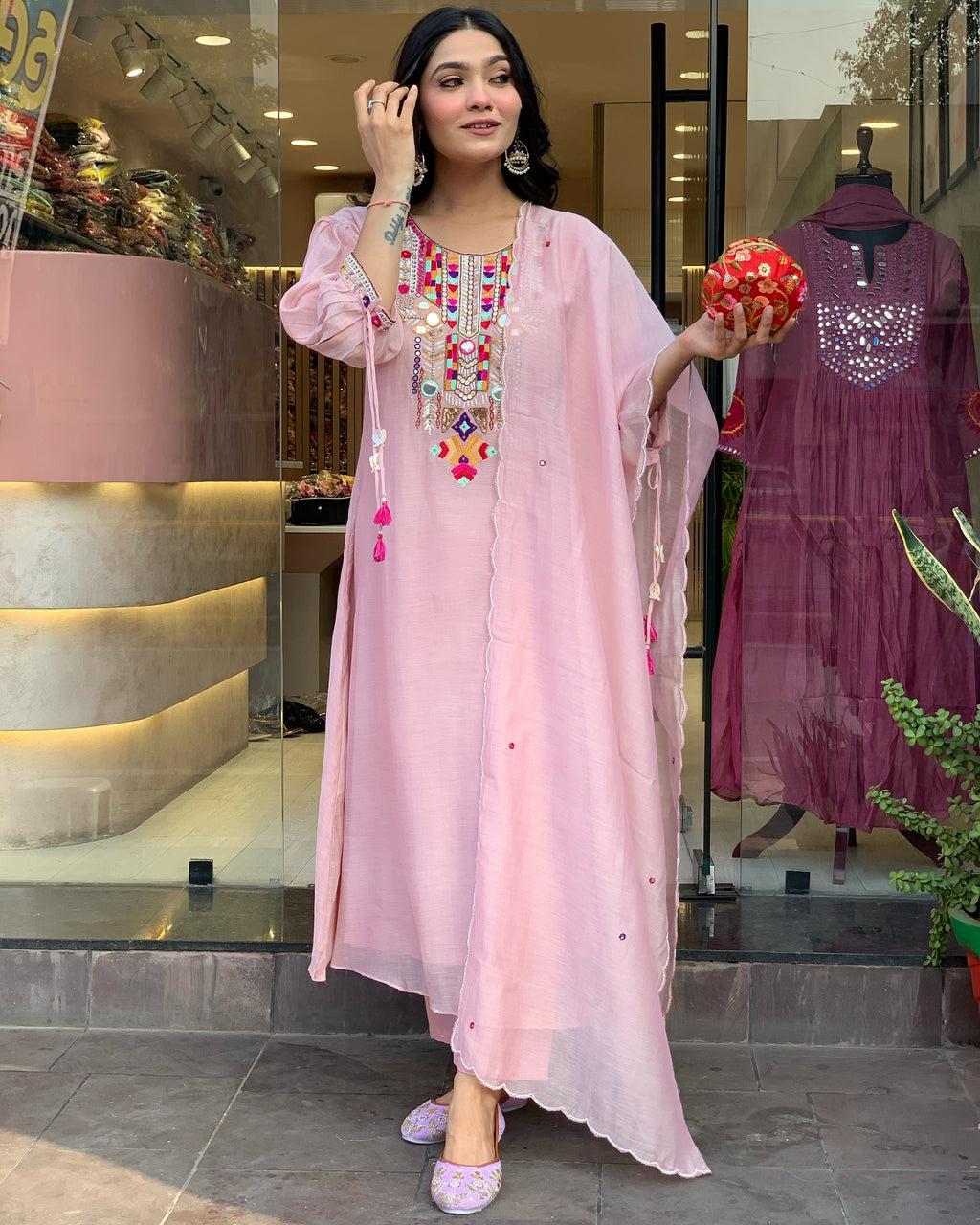 Teal Blue Embroidered Kurta Set with Matching Dupatta
