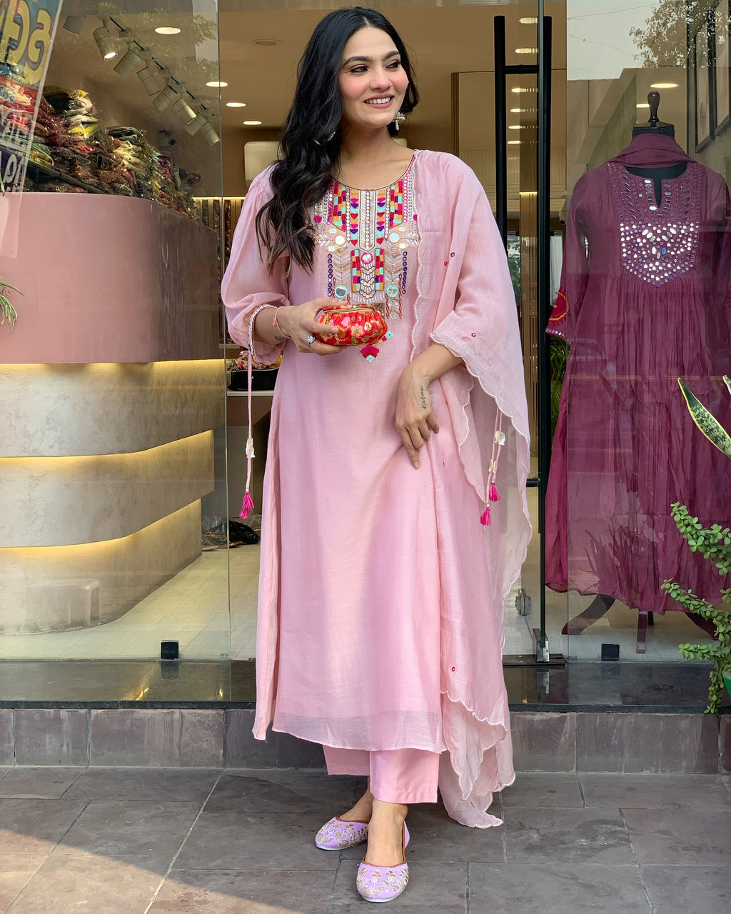 Teal Blue Embroidered Kurta Set with Matching Dupatta