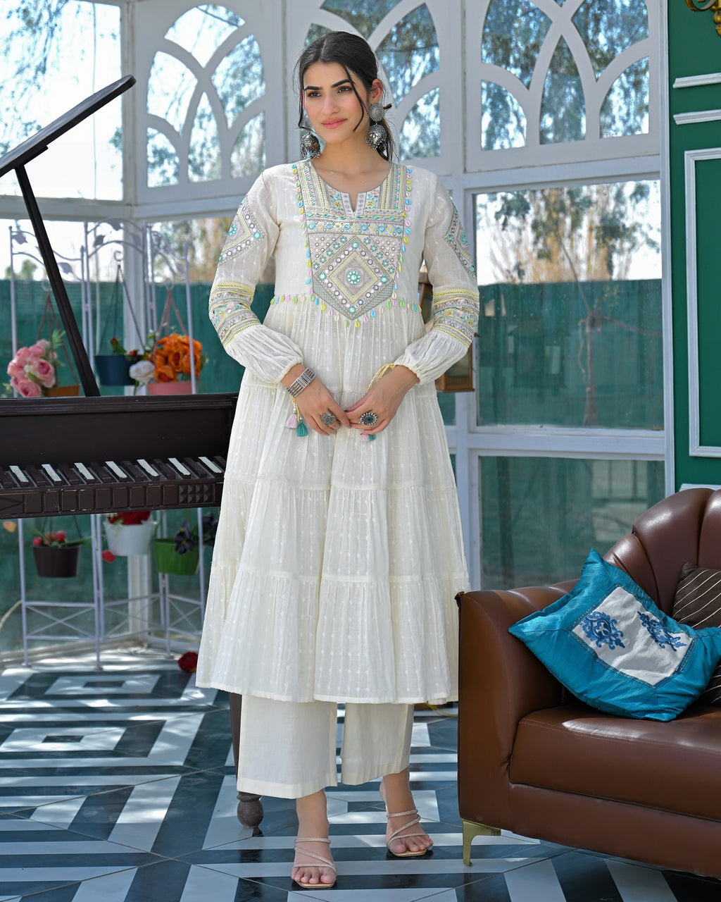 Blush Pink Embroidered Straight Kurta Set with Matching Pants and Dupatta