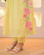 Floral Embroidered Anarkali Kurta Set with Straight Pants