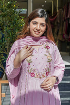 Blush Pink Embroidered Ethnic Kurta Set with Dupatta