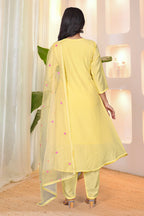 Floral Embroidered Anarkali Kurta Set with Straight Pants