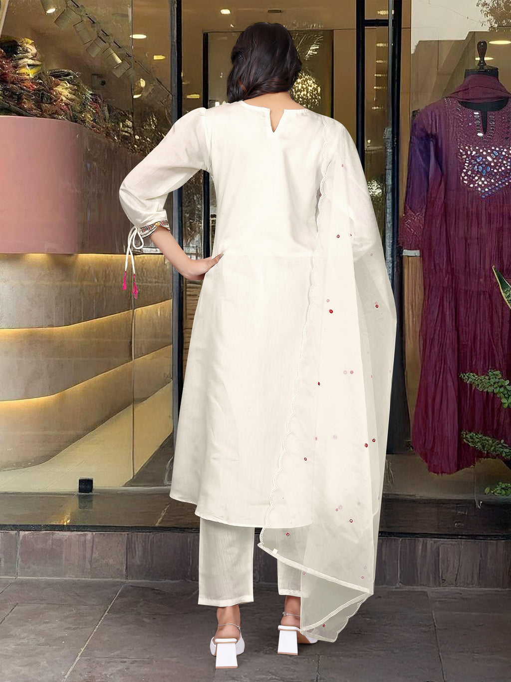 Teal Blue Embroidered Kurta Set with Matching Dupatta