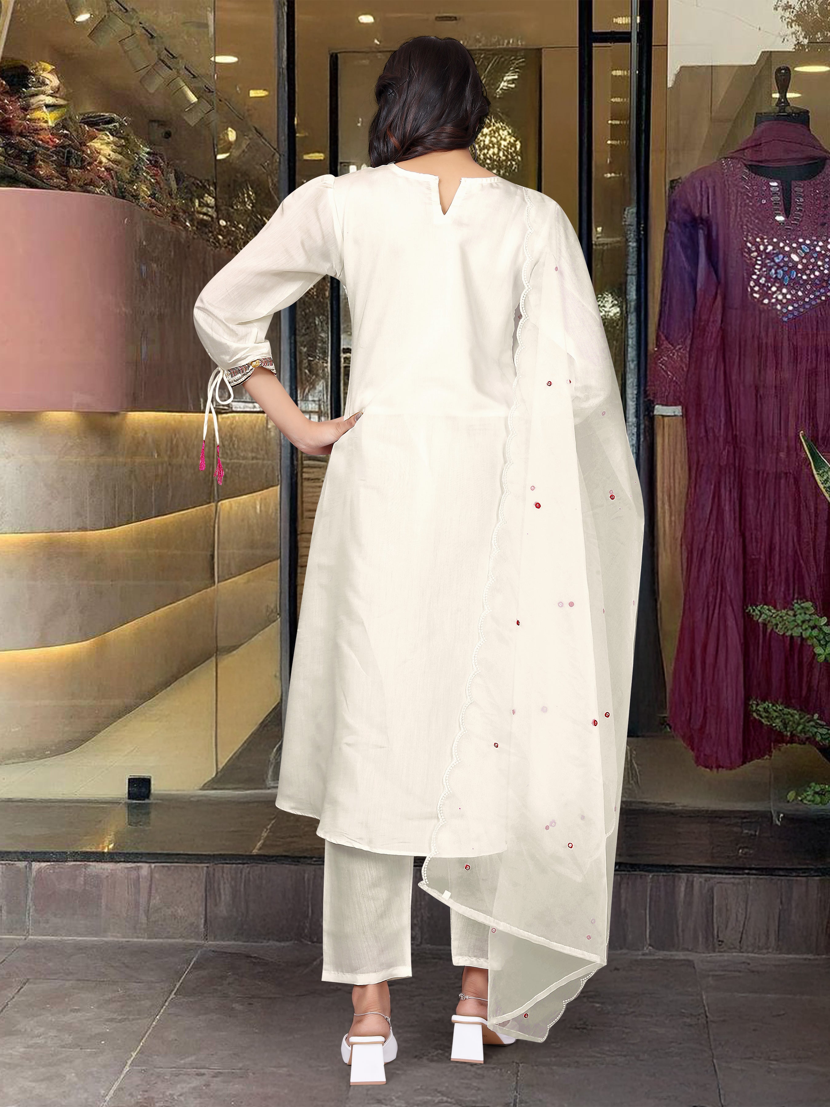 Teal Blue Embroidered Kurta Set with Matching Dupatta
