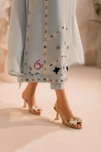 Pastel Blue Embroidered Kurta Pant Set with Dupatta for Women