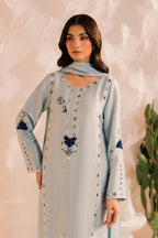 Pastel Blue Embroidered Kurta Pant Set with Dupatta for Women